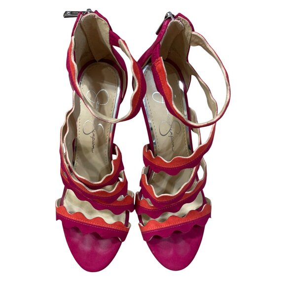 Jessica Simpson Caveena Strappy Heel Shoe Pumps Sandals Size 7M Pink Orange - Picture 3 of 14